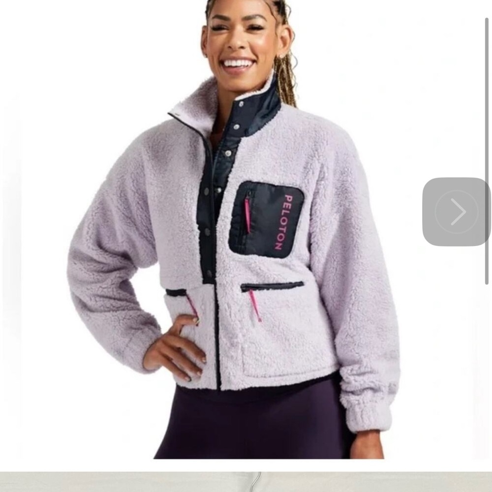 Peloton | Women’s Lavender Purple Caviar Sherpa Jacket Fleece Full-Zip Fuzzy Med